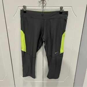 Nike Dri-fit Cropped Grey and Yellow Leggings
